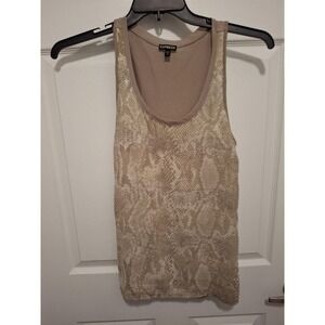 EXPRESS Small Beige Snake Print Sleeveless Sequins Animal Print Glamour Tank Top